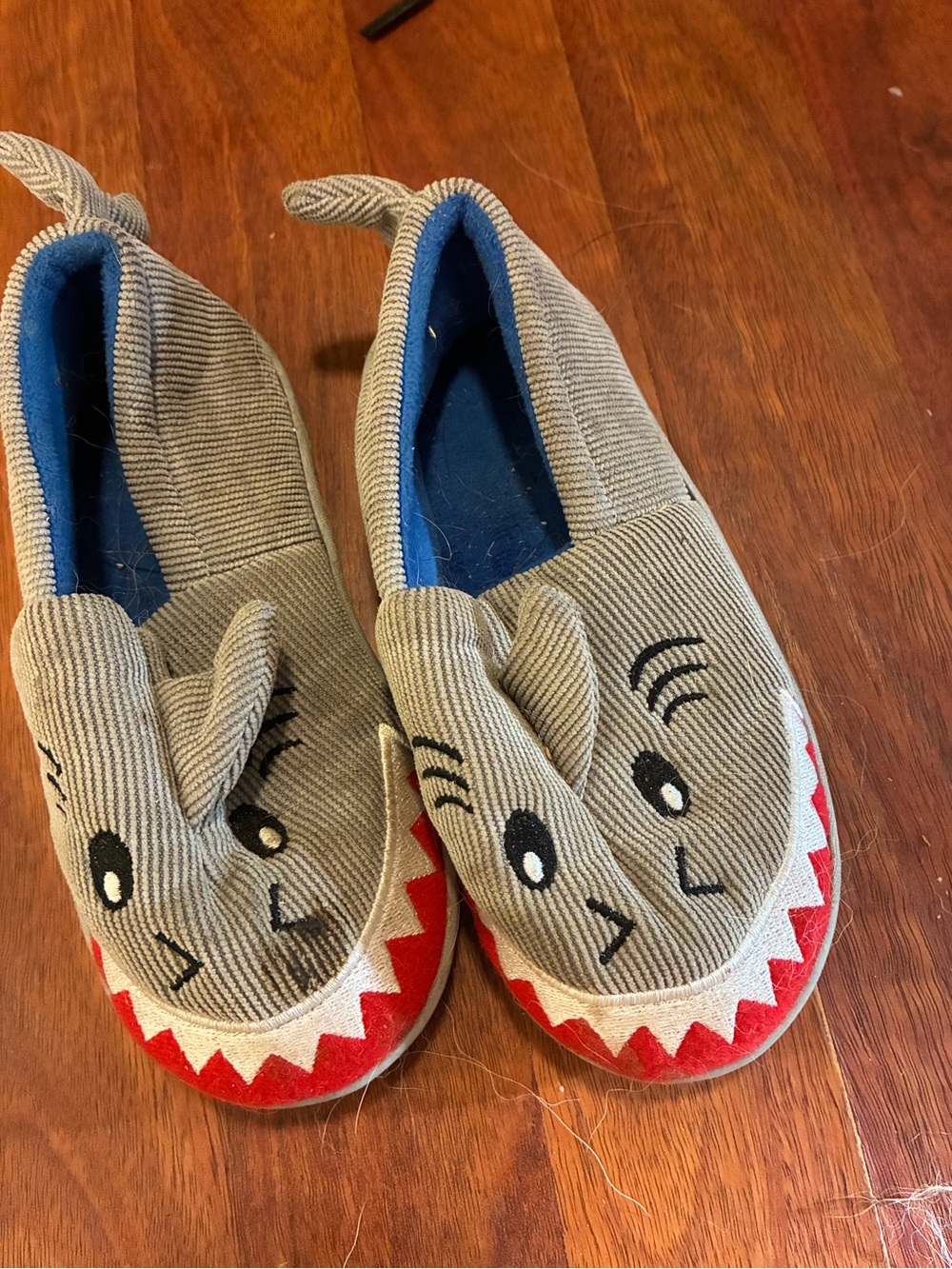 wonder nation Grey Shark Slip-Ons with Red and Navy Accents